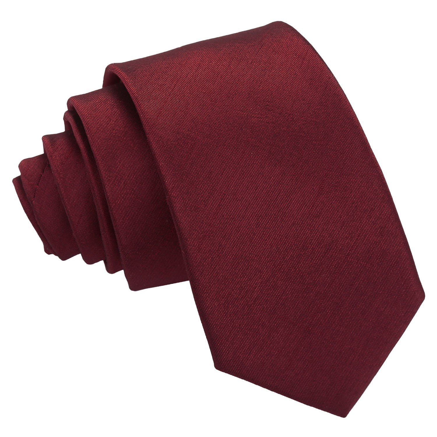 Men's Burgundy Shantung Slim Tie